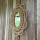 Large braided rattan mirror 1960