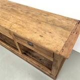 Very large pine trade counter, circa 1920.