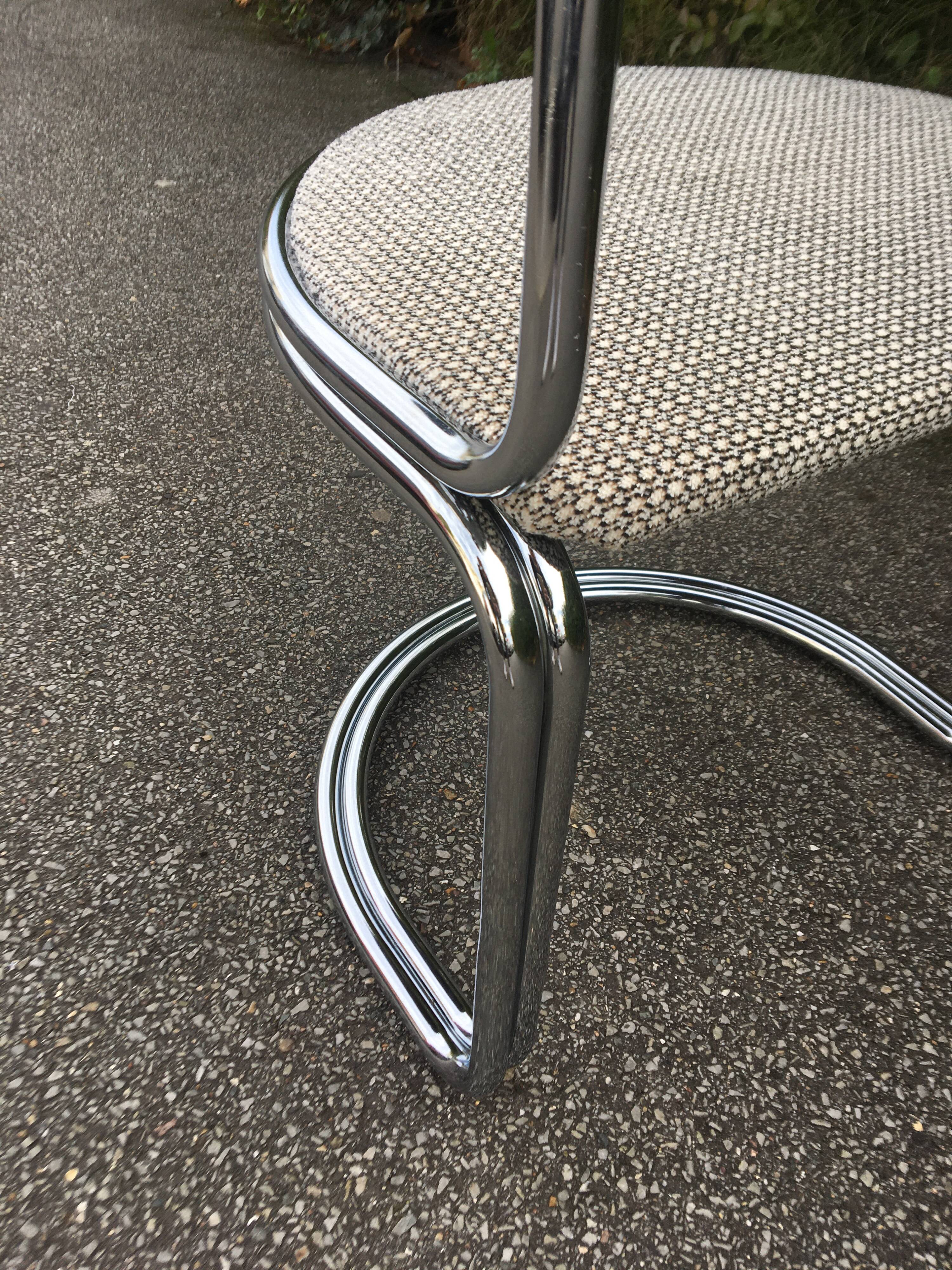 Chrome steel tube chair and fabric, 1970s