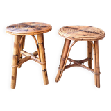 Pair of spiral rattan stools