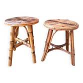 Paire de tabourets en rotin