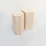 A set of 2 travertine pedestals.