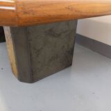 Vintage Brutalist Stone and Oak Coffee Table from the 70s 80s