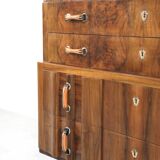 Art deco italian chest of drawers in walnut burl 1930