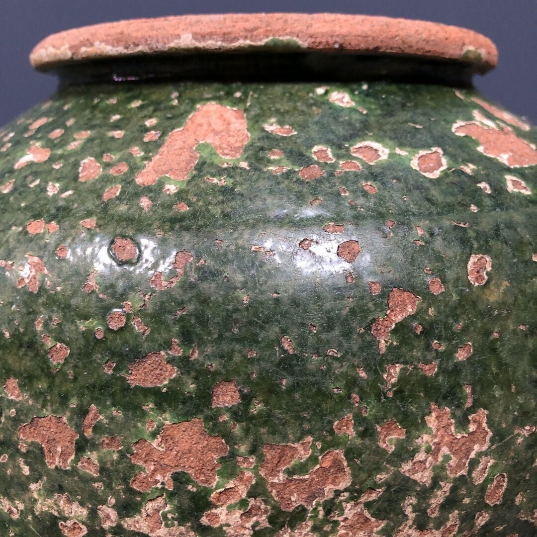 Dark green jug enamelled