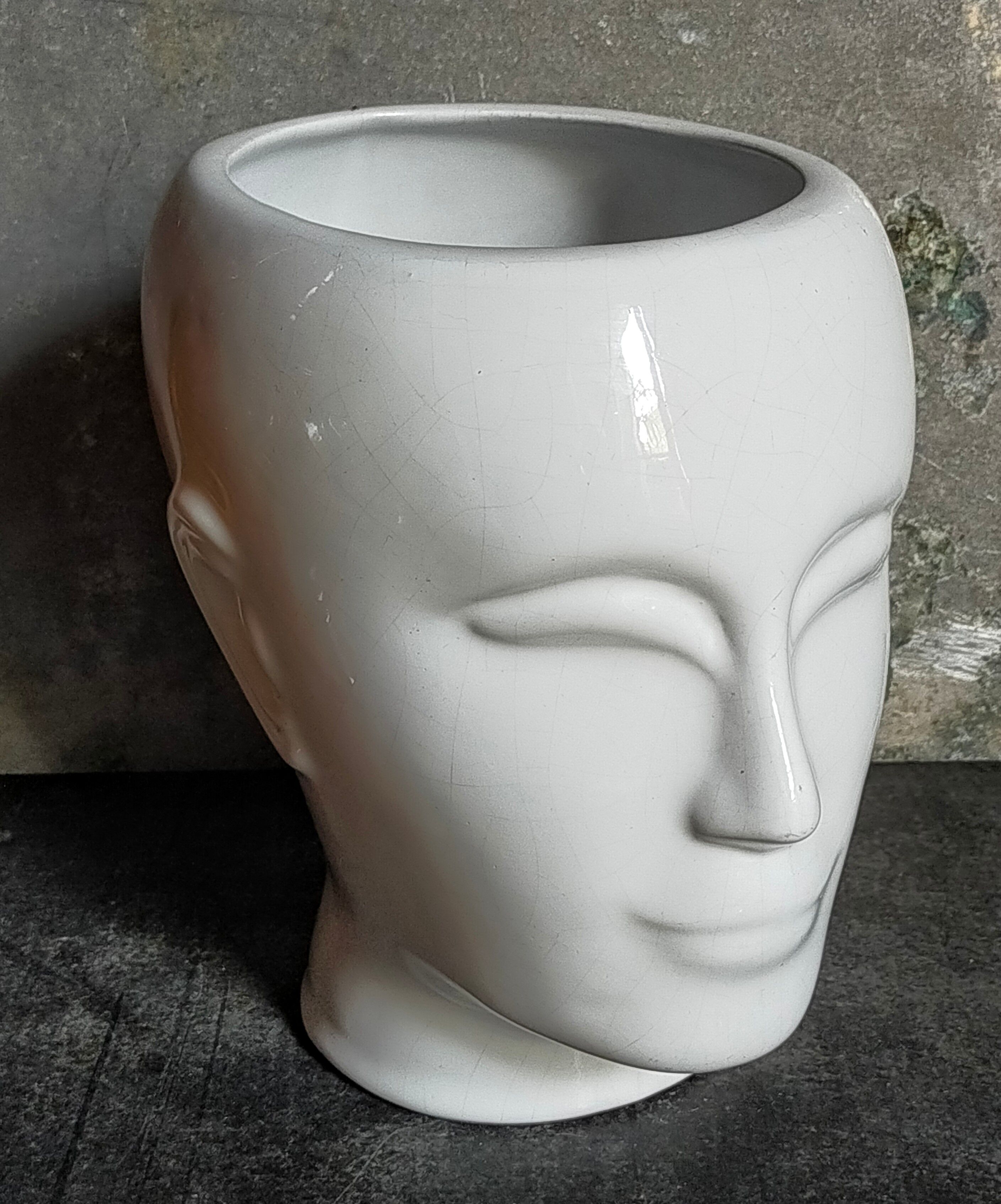 White ceramic pot cover vase 60s