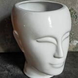 White ceramic pot cover vase 60s