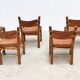 Ensemble de six chaises de salle à manger en cuir brutalistes