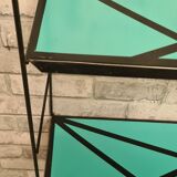 Floor style string turquoise blue geometric pattern 49x48x17