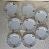 8 plates dessert porcelain Guy Degrenne decoration Basket fruit flowers