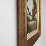 20th Century Belgian Painting of a farm scene with gilded wooden frame