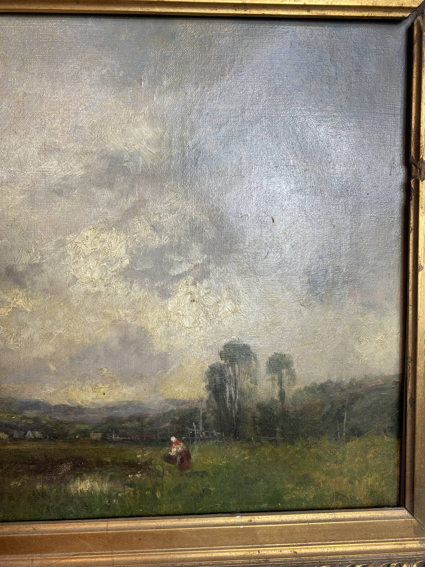 Oil on canvas, landscape by Karl Ben, 19th century.
