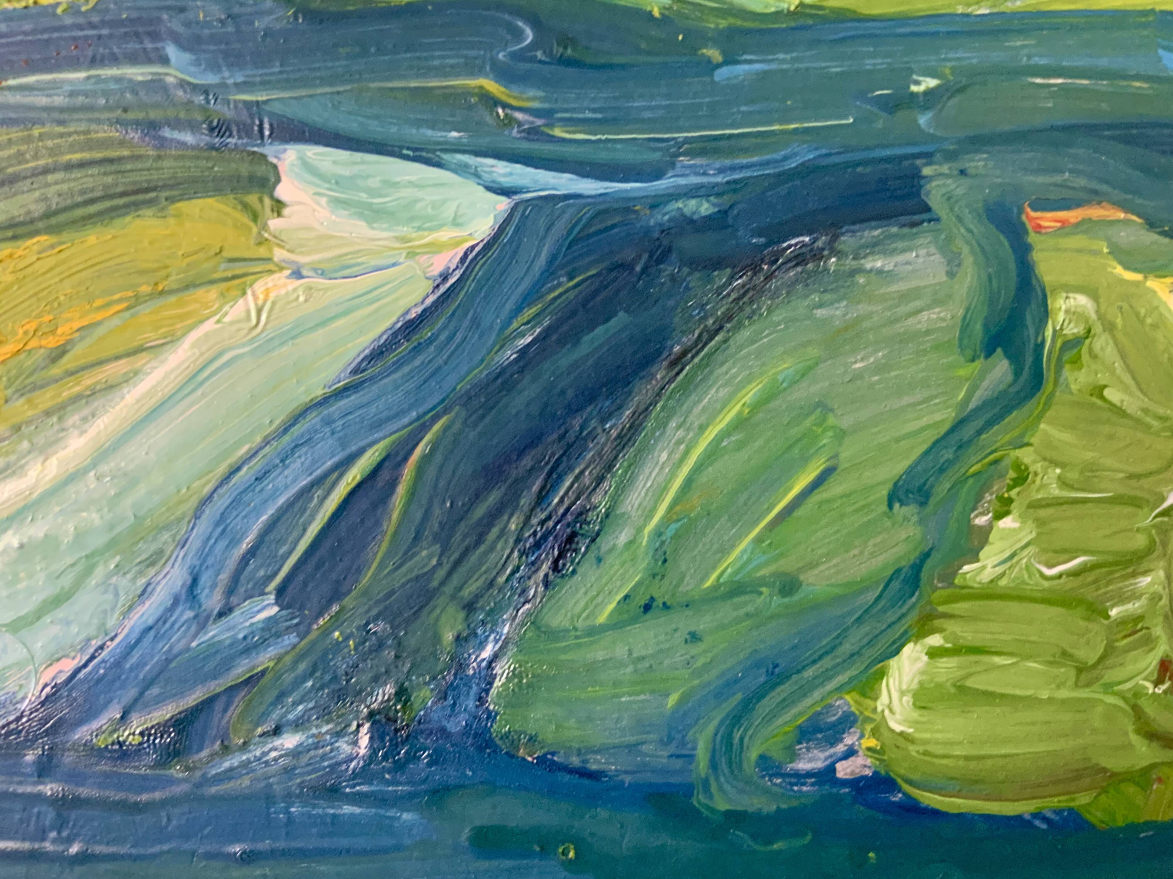 Vintage Painting Abstract Modernist Landscape By Thabe Carlson 1971