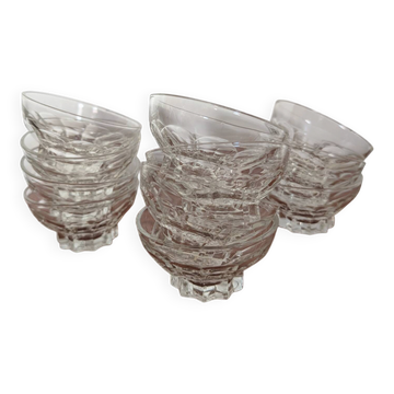 11 French moulded glass cups – 1970s