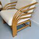 Complete living room with rattan sofa and white bouclette, brass finish, 80's design