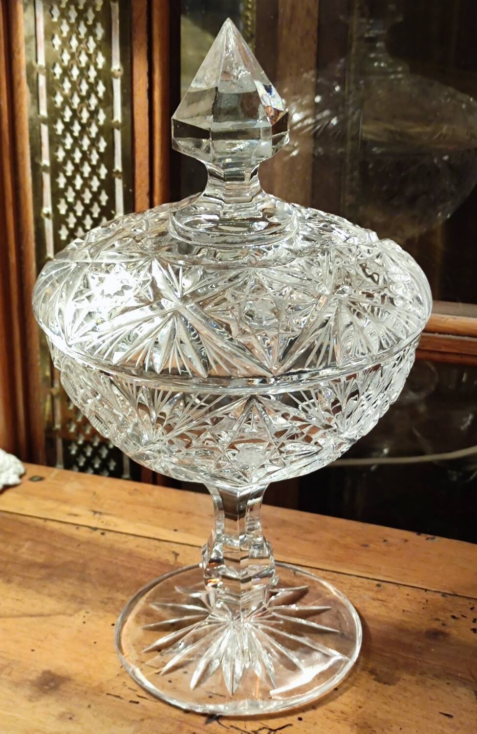 Antique cut crystal candy/sugar bowl