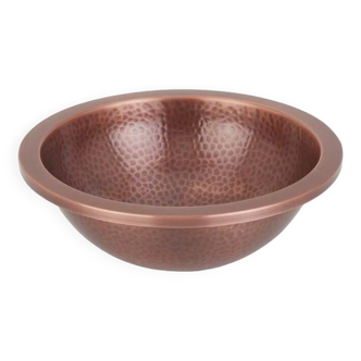 14" Rozel Undermount Round Hammered Copper Sink