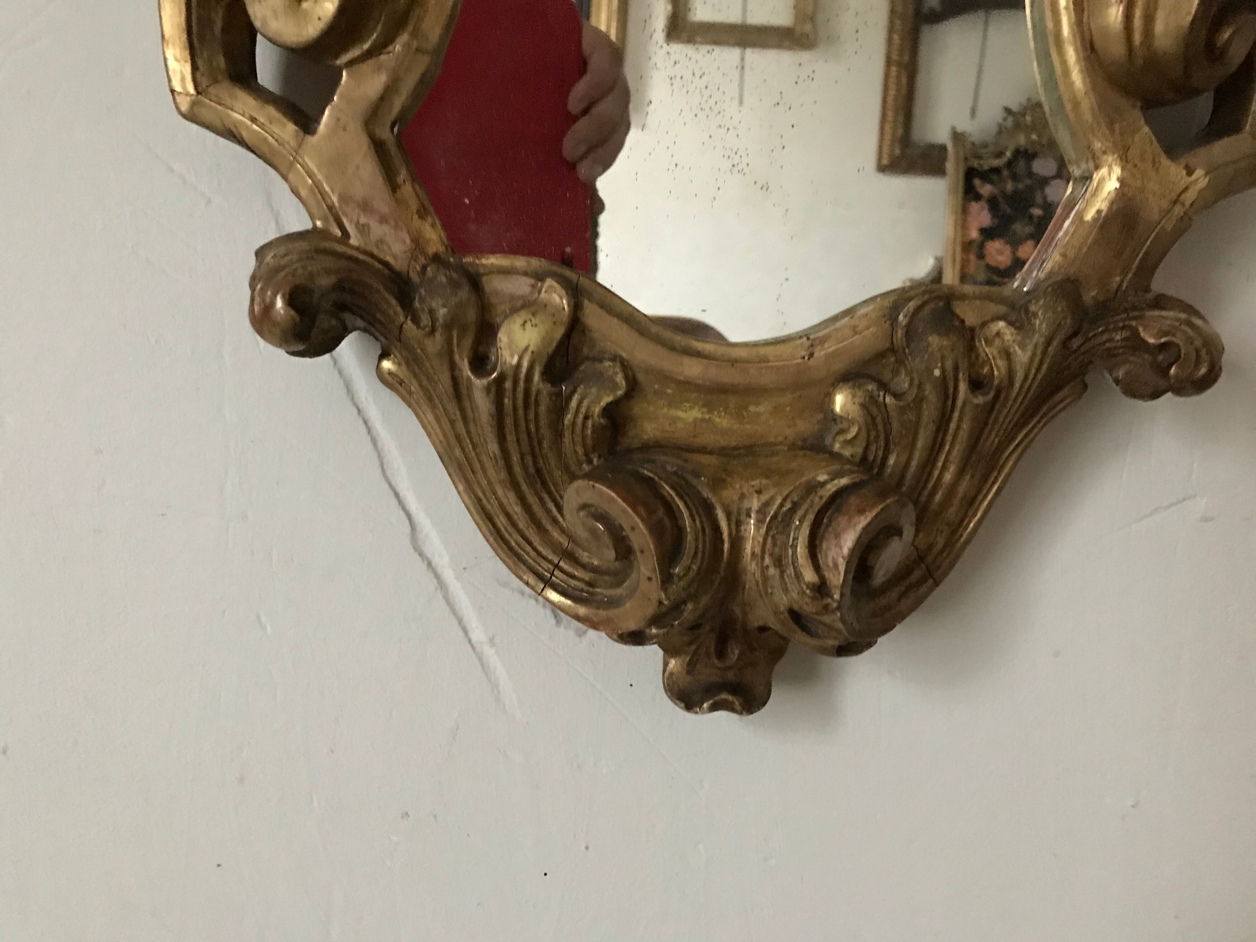 Golden mirror with gold leaf, 64 x 44 cm