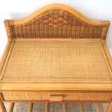 Vintage 80s rattan bedside table