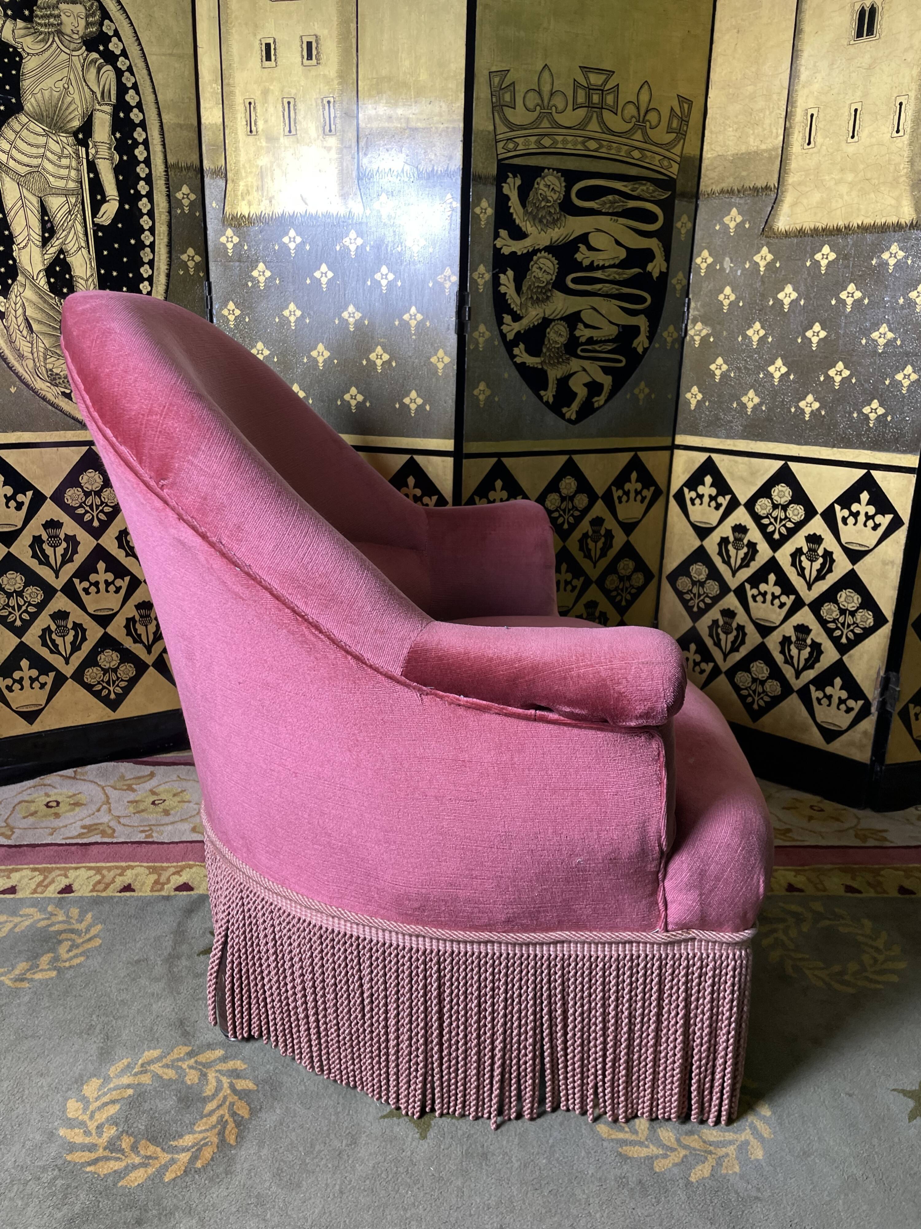 Toad armchair Napoleon III pink velvet