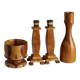 Carved wooden candle holders and bowl set | Sweden | 1970s