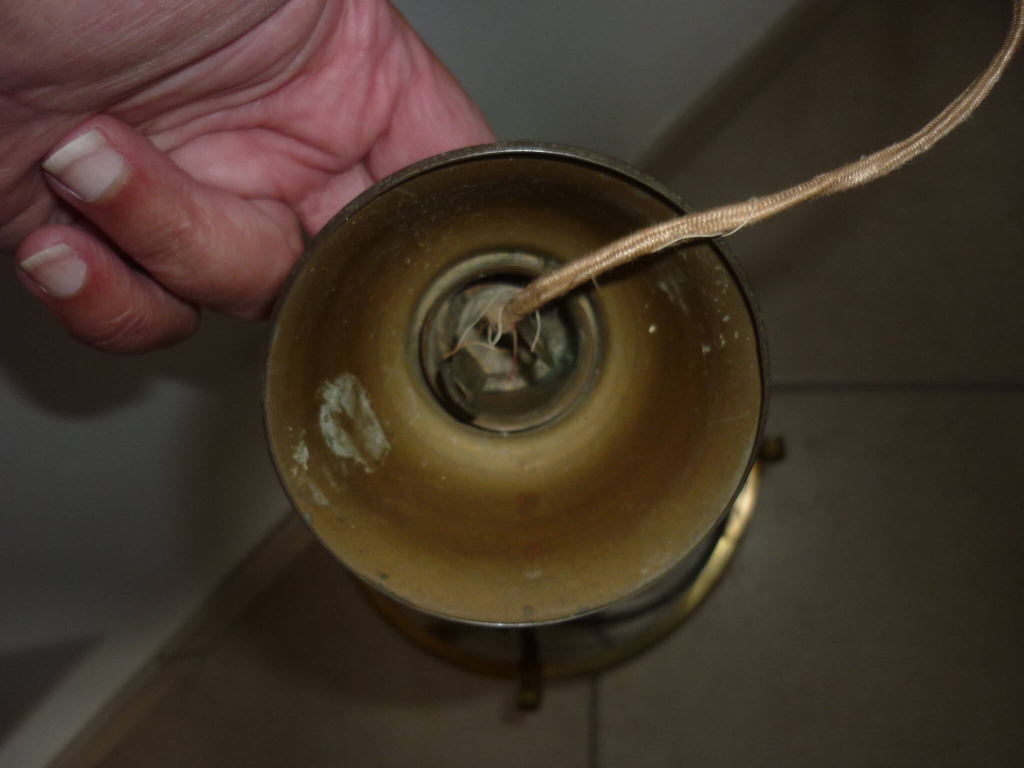 Antique glass and brass lantern pendant light, 3 lights