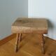Stool, brutalist side table in solid oak.