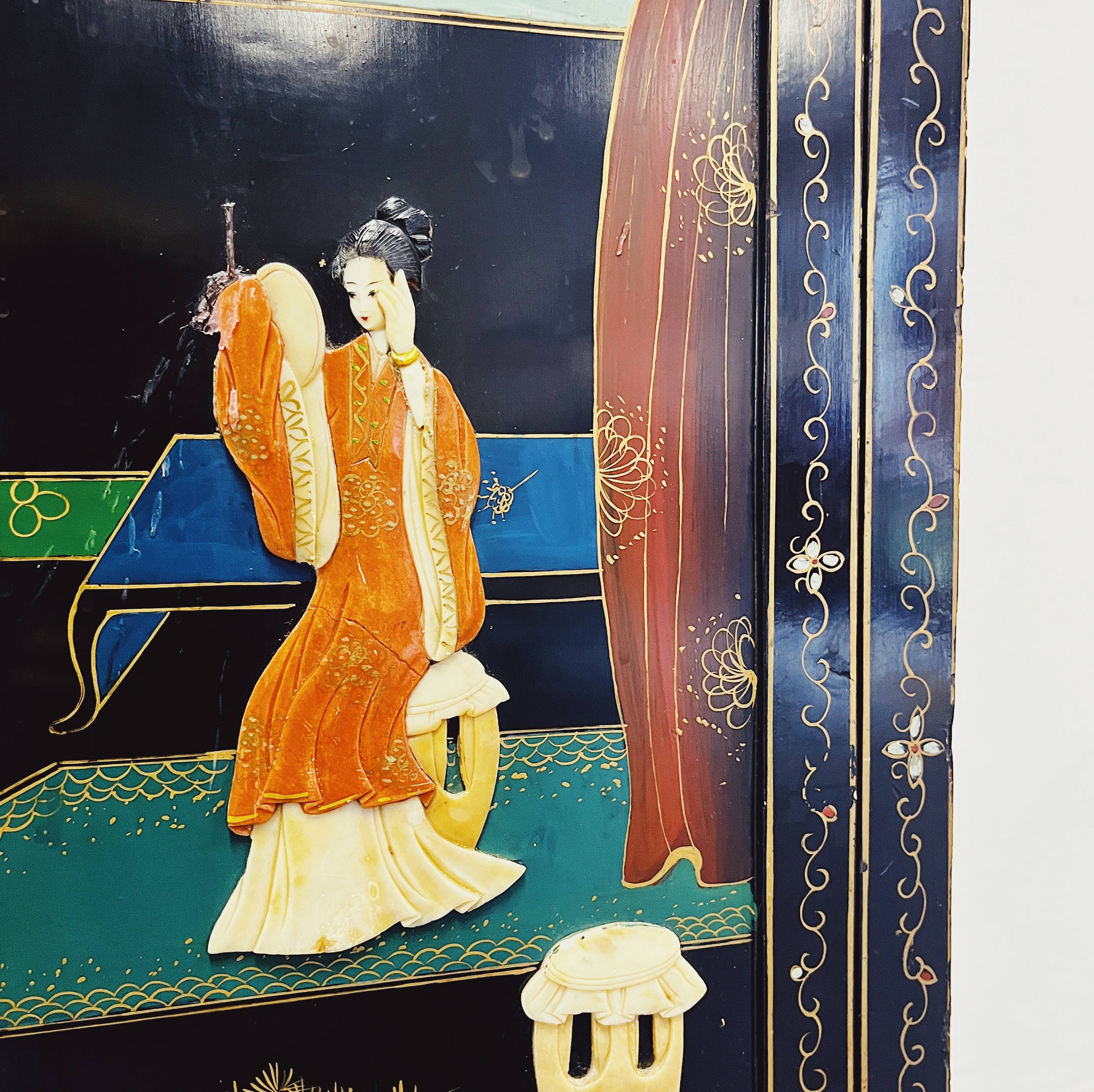 Chinese Wall Cabinet with Soapstone