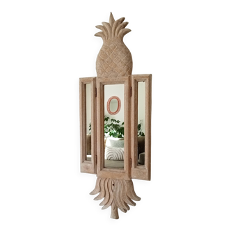 Art Deco triptych mirror Pineapple in carved wood