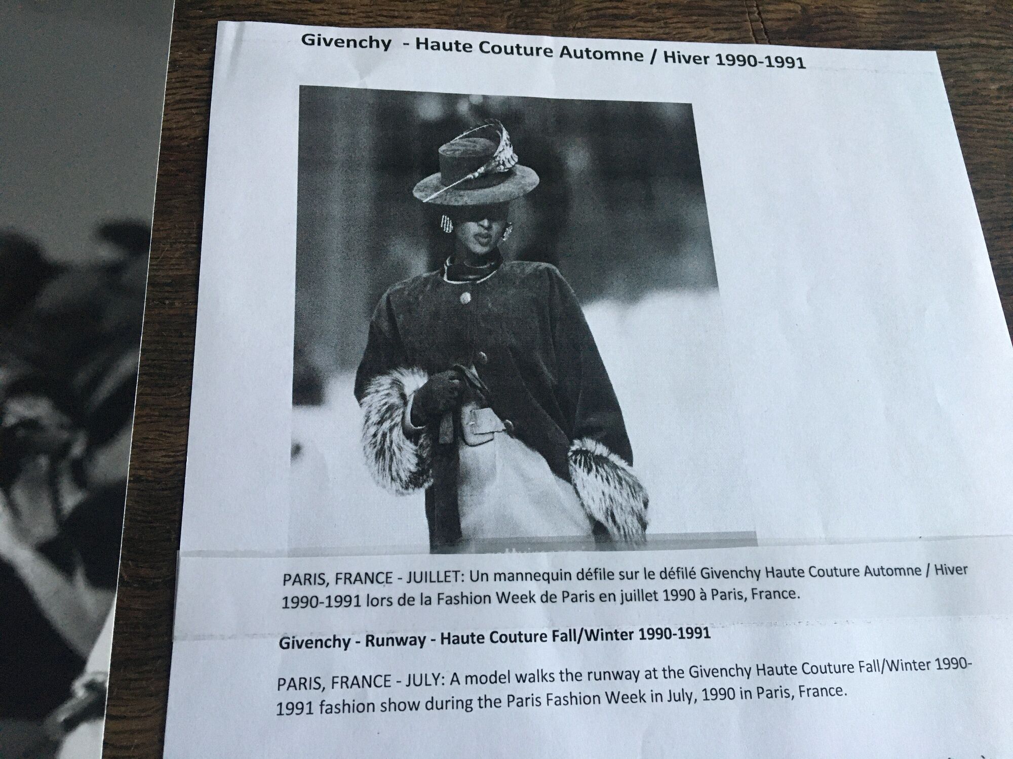 Givenchy original vintage press fashion photography in the 1990s