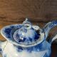 Antique blue teapot model Bryonia late 19th century Sarreguemines