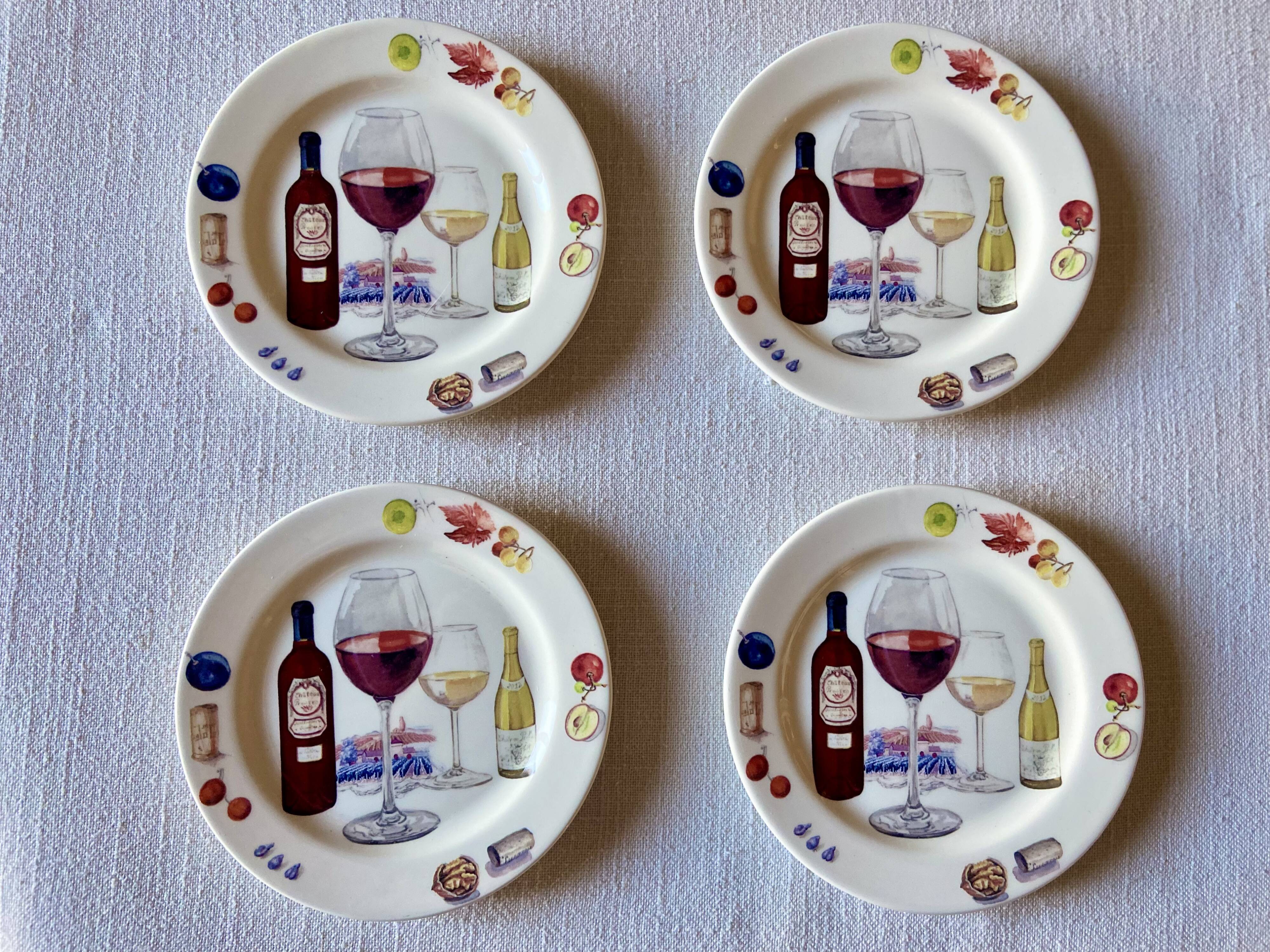 4 bread plates in Gien earthenware "Bouquet"