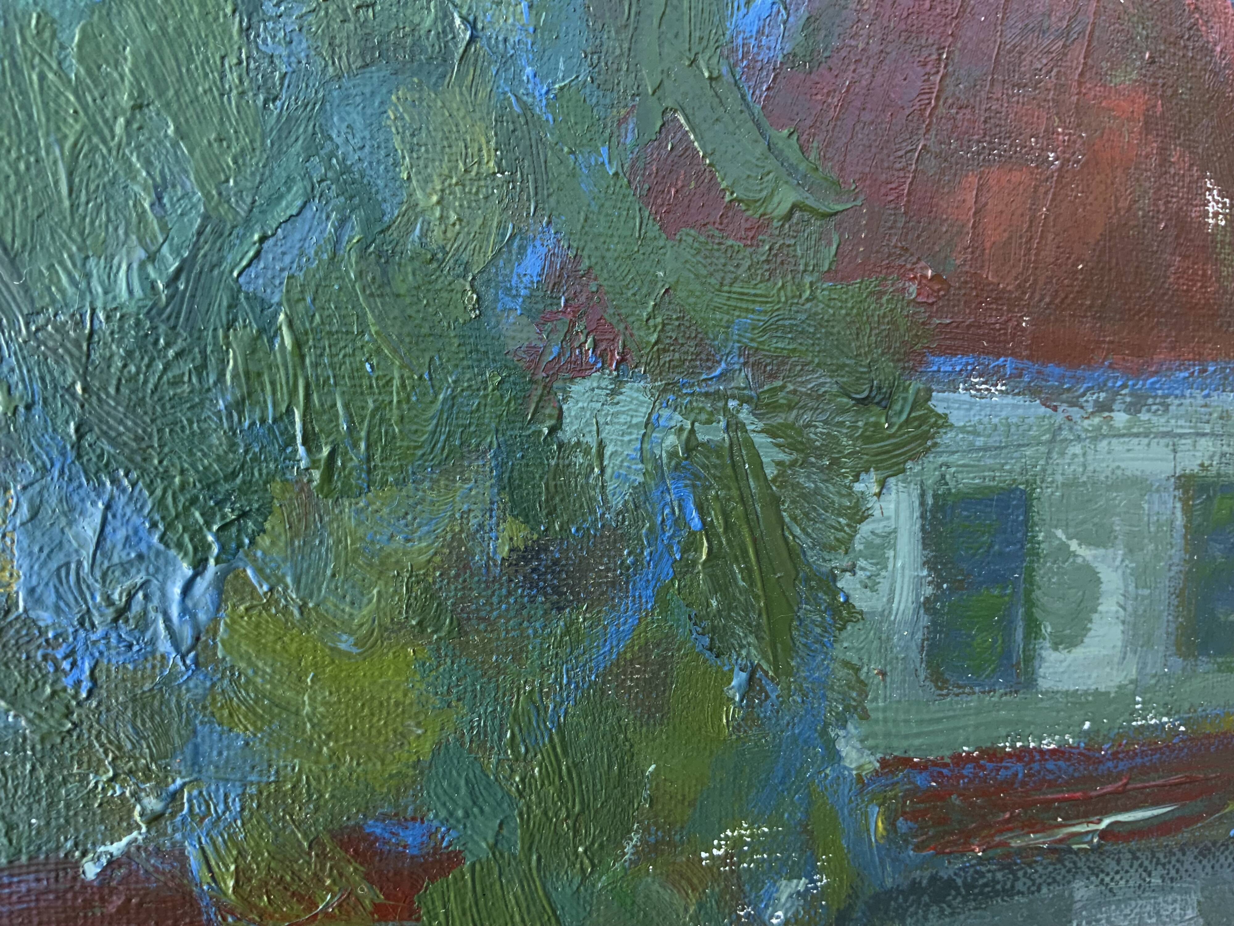 Vintage Landscape Painting“Paysage aux Robinson” By Svan Grandin 1906-1982