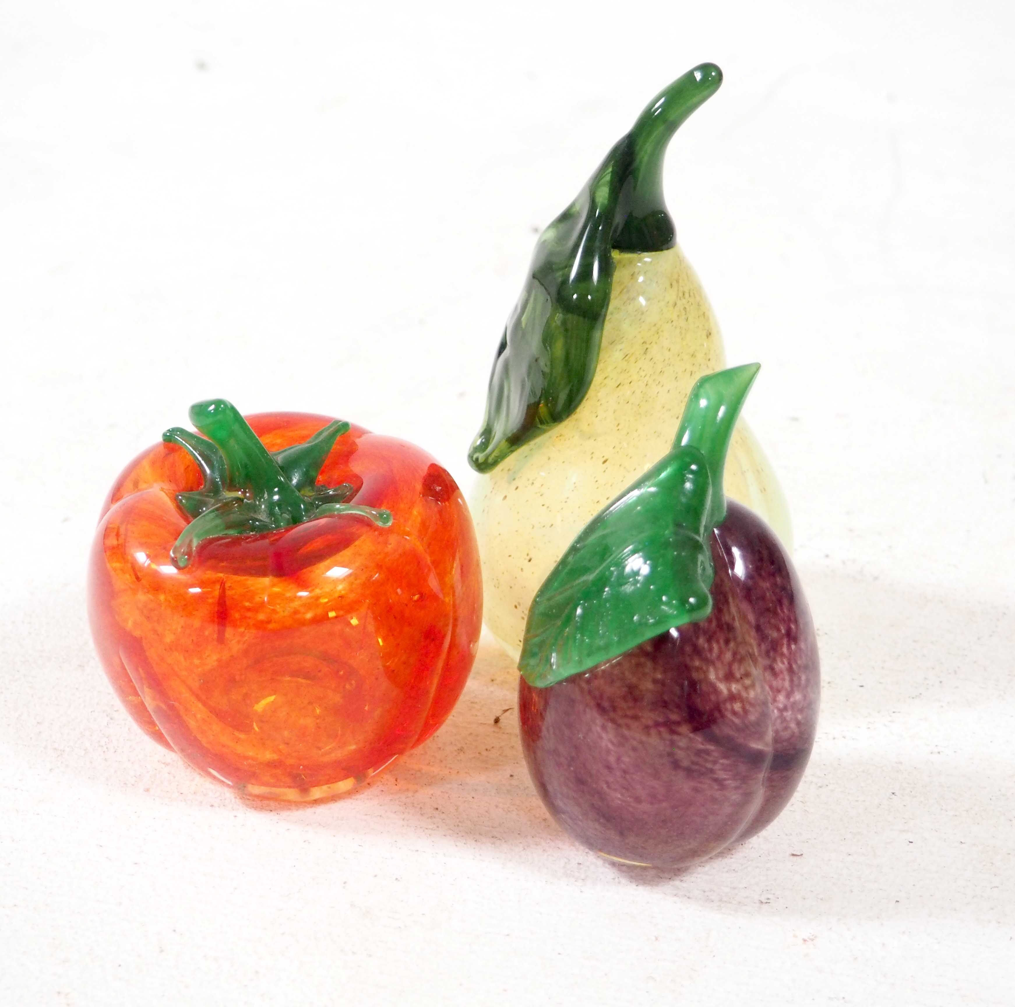 Set of 3 blown glass fruits