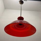 Industrial Vintage Red Glass Light Pendant 1950’s
