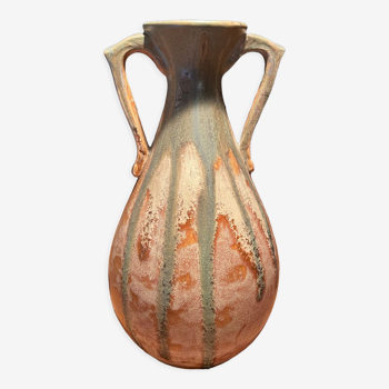 Very beautiful vase with handle in glazed terracotta