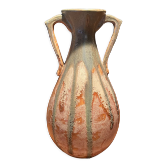 Very beautiful vase with handle in glazed terracotta