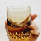 Verreries lorraines cristal set of 6 thick amber whiskey glasses vintage design