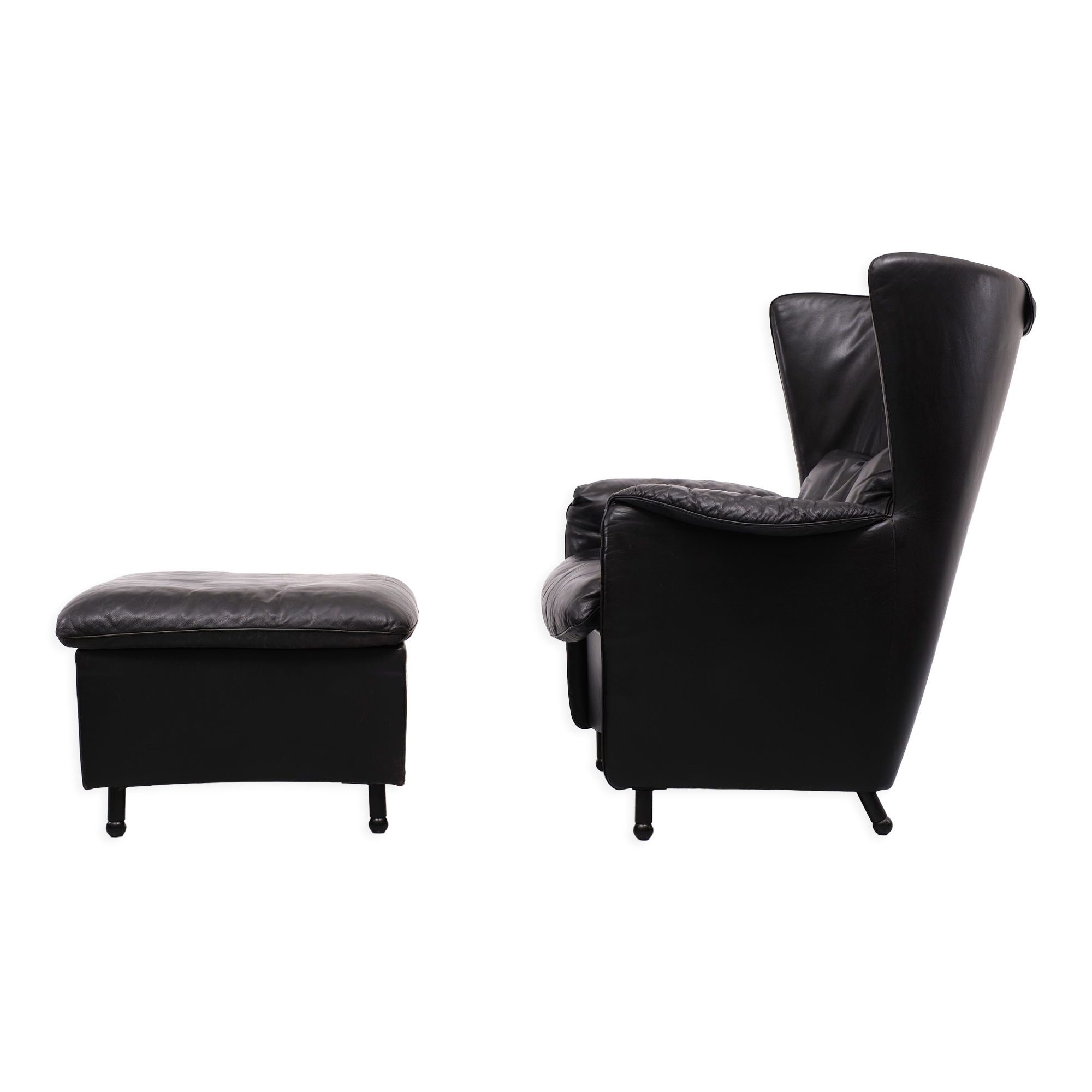 De Sede DS 23 Lounge Wing Chair and Ottoman, 1980s