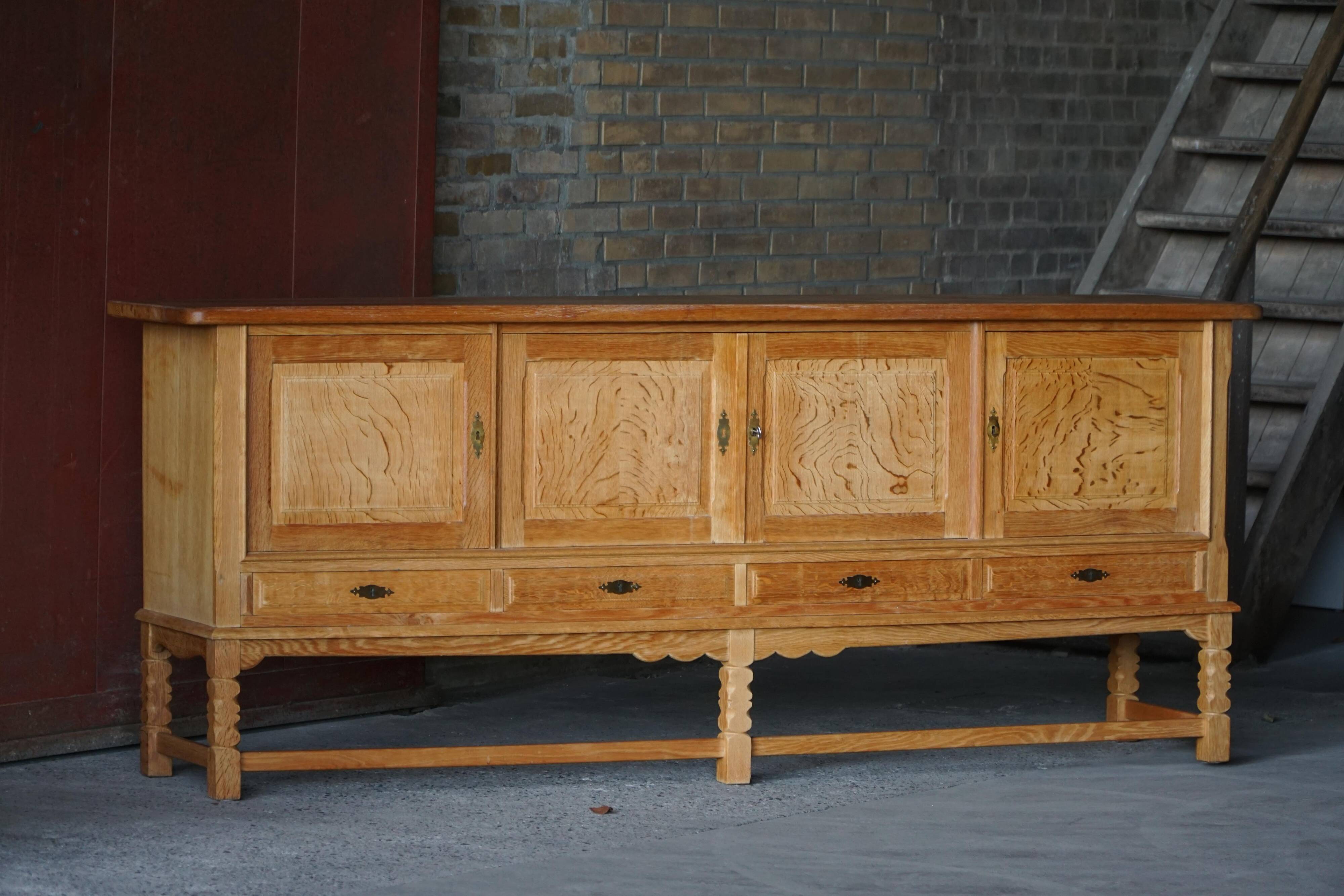 Henning Kjærnulf, mid-century Danish brutalist enfilade in oak, 1960s.