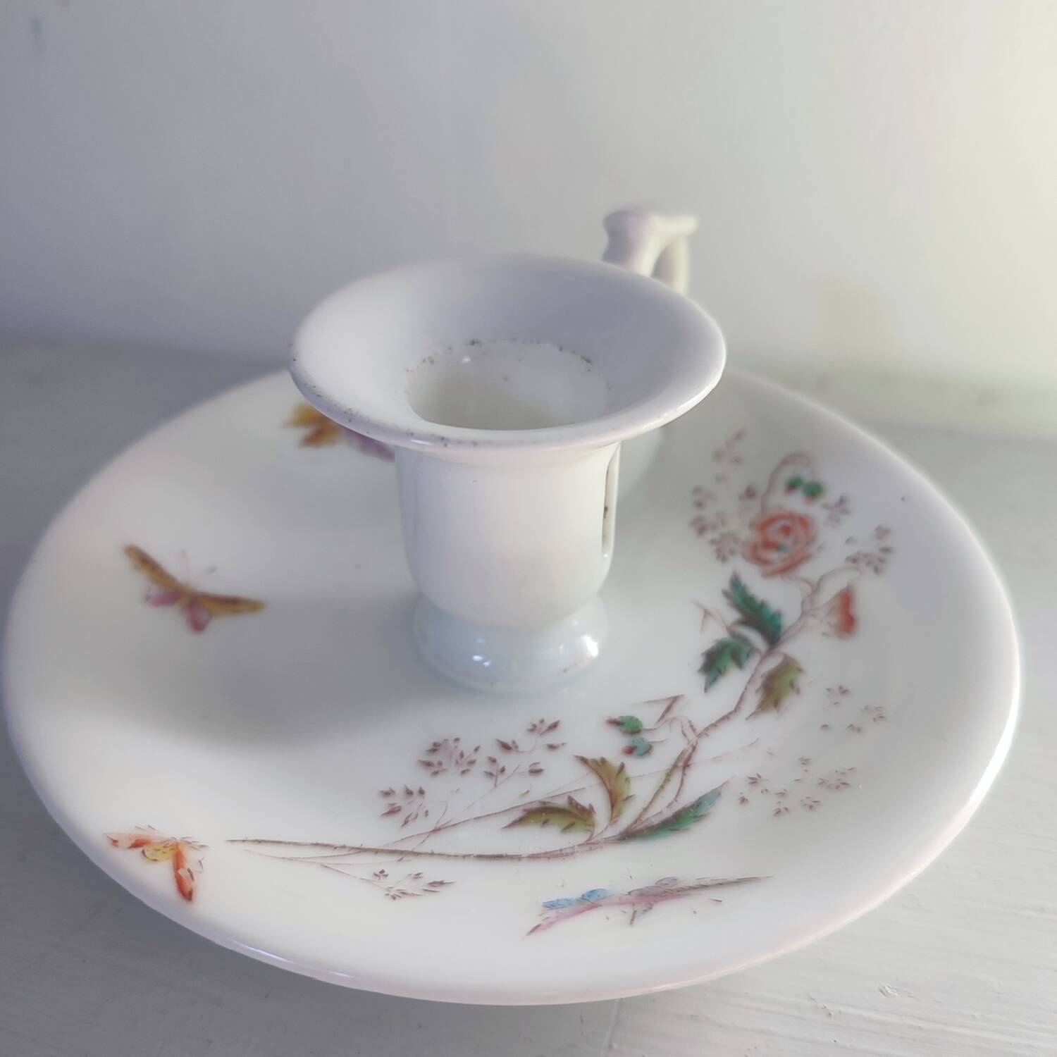 Bougeoir raz de cave porcelaine floral