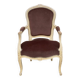 Fauteuil cabriolet Louis XV en bois massif beige et tissu velours