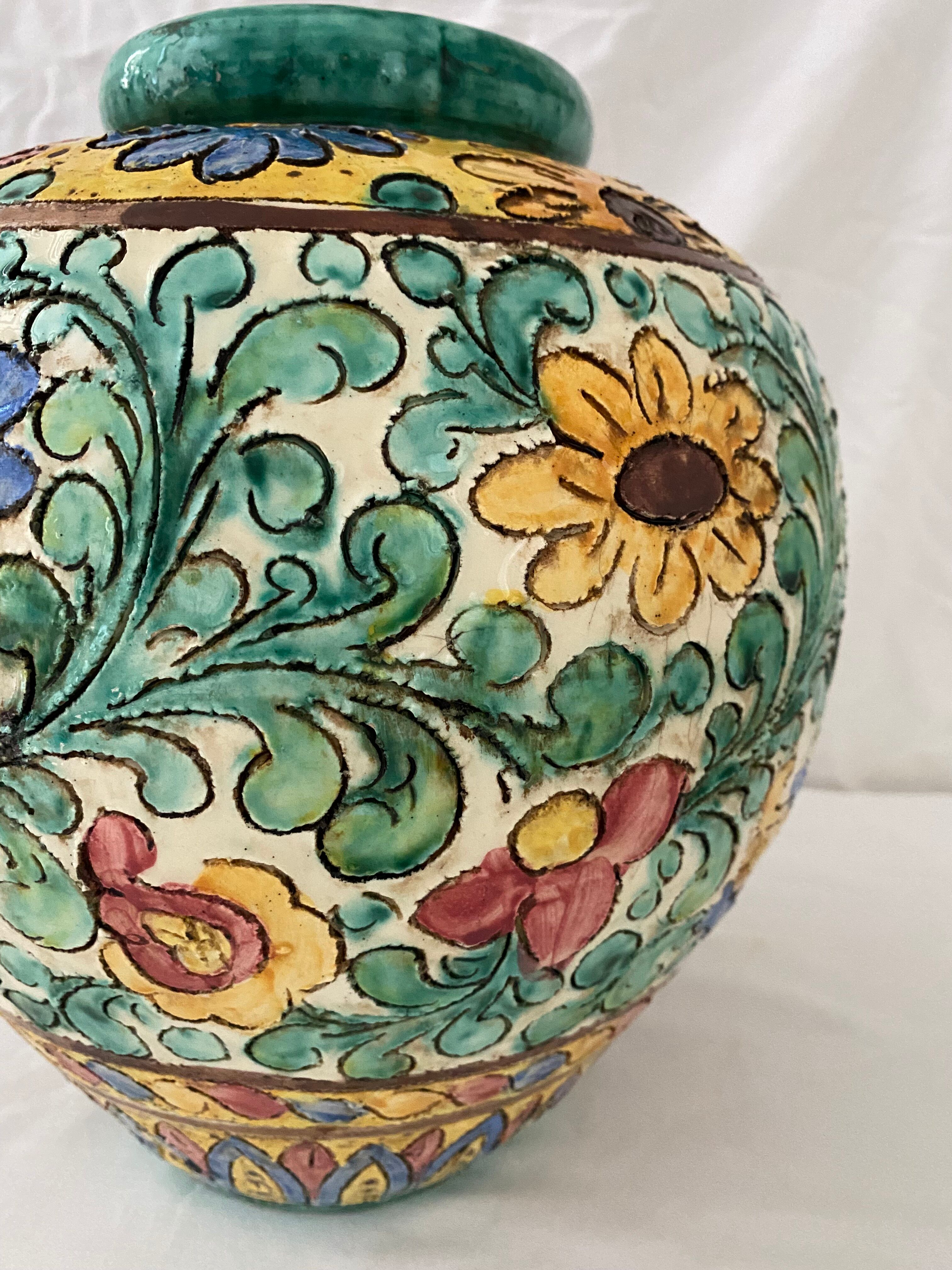 Polychrome floral vase Cerart Monaco