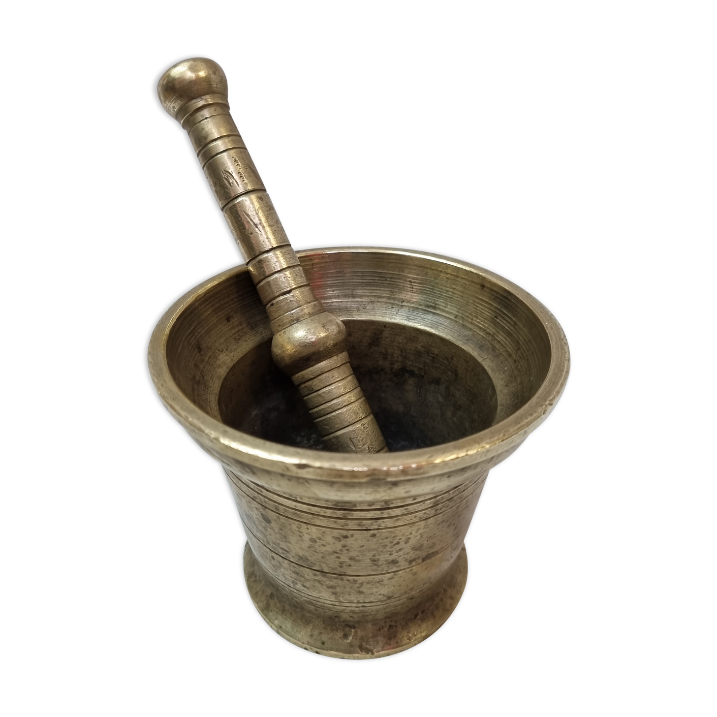 Pilon en bronze, mortier d'apothicaire