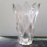 Ancien vase verre moulé transparent forme bulles décoration vintage