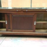 Two-body store window Presentation showcase has sliding doors