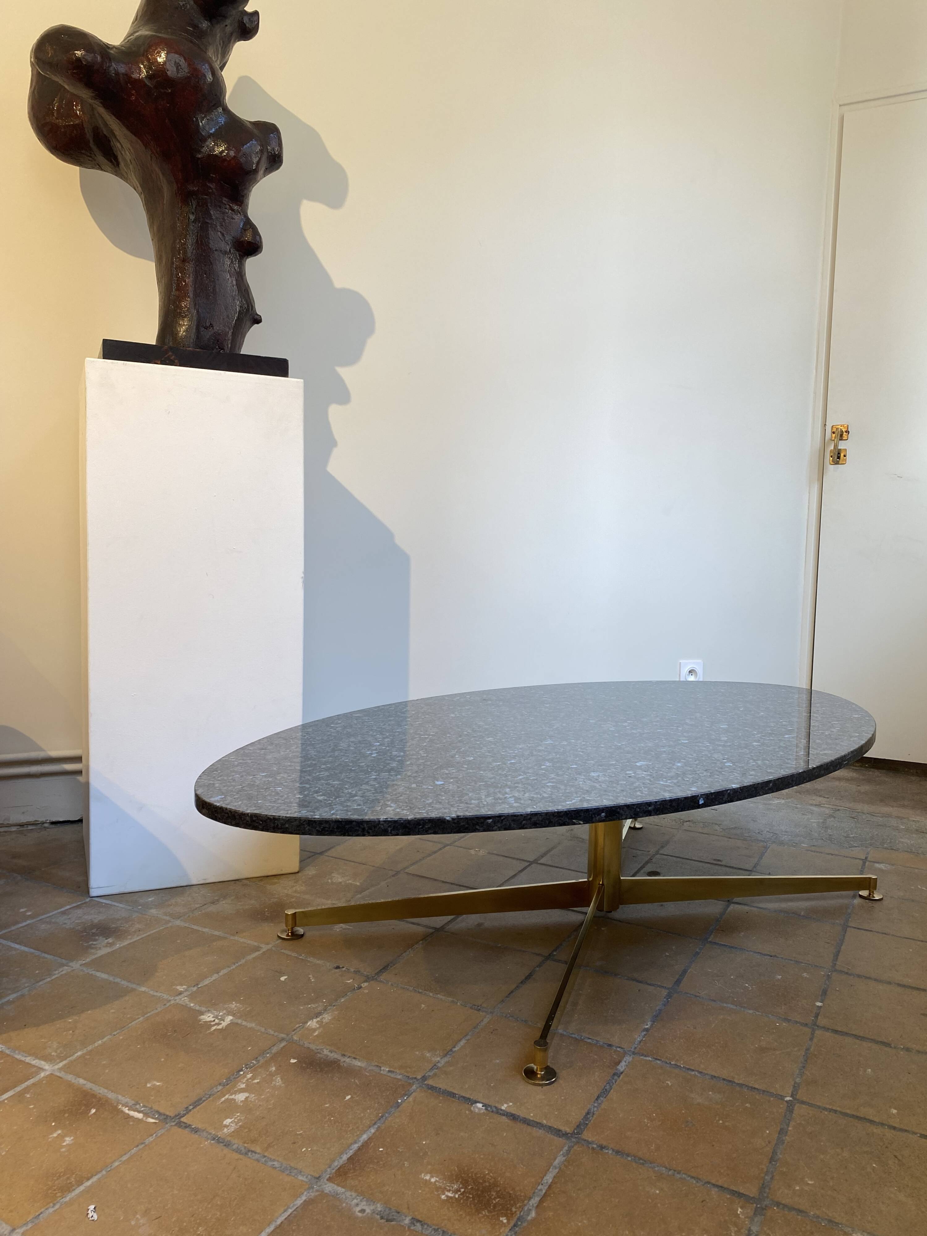 Michel Kin coffee table in blue and black granite, Arflex editions, 1960