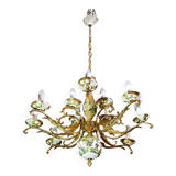 Manila, large size 12 light Italian vintage ceramic chandelier, 1960
