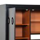 Midcentury Modern Brutalist Highboard Bar Cabinet In Black Lacquered Wood And Chrome, Belgium 1970s