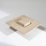 Table basse carrée Saturne en travertin, 1980s